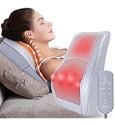 Neck and Shoulder Massager with Heat, Shiatsu Massage Pillow with 3D Deep Tissue Kneading for Bac...