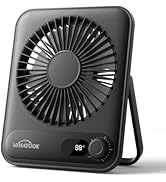 WHATOOK Small Desk Fan Personal Fans: 5000mah 25 Hours Battery Office Quiet Mini Desktop Fan Port...