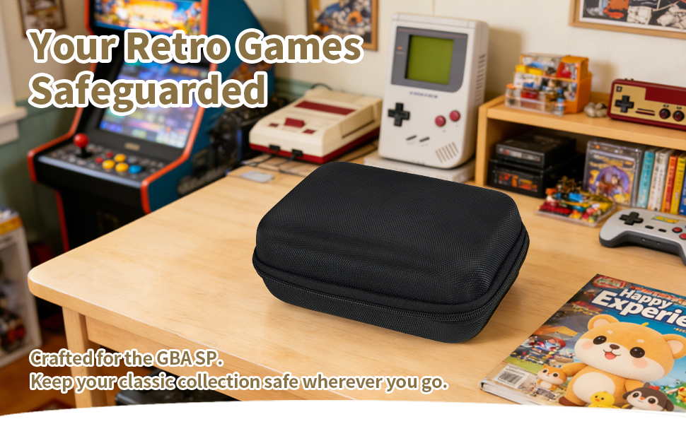 Hard shell retro console carrying case for gameboy advance sp travel.