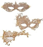TFTSR Masquerade Masks for Women Couples,Men Mardi Gras Mask,Girls Black Gold Lace Costume,Adult ...