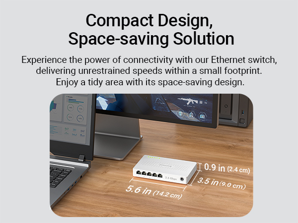 Showcasing the Size of the Ethernet Switch Featuring a Small and Compact Design