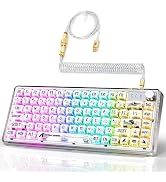 ATTACK SHARK Mechanical Keyboard, Transparent PC Keycaps, Custom RGB Gaming Keyboard, Gasket QMK/...