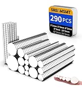 SRENMSMT Small Magnets, 290 Pack Refrigerator Magnets of 7 Different Sizes, Mini Magnets, Disc Ma...