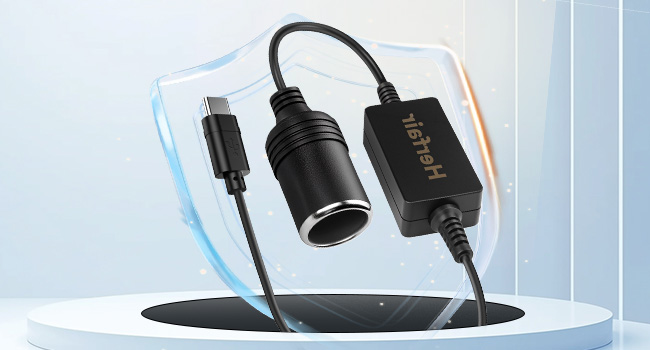 USB C Male to 12V/18W Cigarette Lighter Socket Adapter