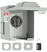 VEVOR 50 Amp RV Power Outlet Box, 125/250 Volt, Enclosed Lockable Outdoor RV Receptacle Box, NEMA...
