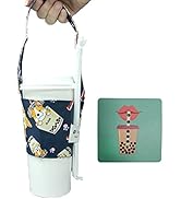 Portable Beverage Cup Foldable Drink Holder Carrier (2 PCs Set), Tainada Reusable Sleeve Handle C...