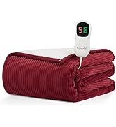 Homemate Heated Blanket Electric Throw - 50"x60" Heating Blanket Throw 1/2/4/6/8 Hours Auto-Off 1...