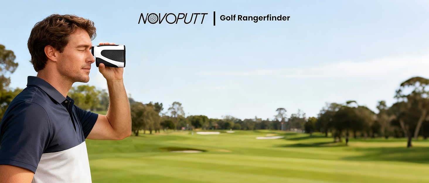 A scenic golf course with a clear blue sky and lush green fairways, showcasing the product in use.