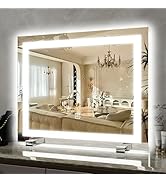 ROLOVE 22x20 Inch Lighted Vanity Mirror, 3-Mode Touch Dimming LED Lighting, Large Makeup Mirror f...