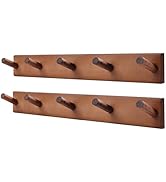 evory 2 Pack Wooden Coat Rack Wall Mount, Heavy Duty Metal Coat Hooks for Hanging, Wall Hook Rack...