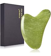 Jade Gua Sha Facial Tools GuaSha Stone Massage Tool for Face - by FUANKANG (Green-L)