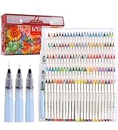 MAIKEDEPOT Watercolor Brush Pens 120pcs Artists Markers Assorted Colors Pens, 3 Water Brush Pens ...
