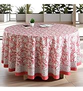 CPC Round Tablecloth- Cotton Indian Block Print Tablecloth -Handmade Printed Washable Cotton Tabl...