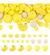 Craftdady 60Pcs Silicone Yellow Beads Banana Focal Beads Loose Spacer Bead Fruit Themed Rondelle ...