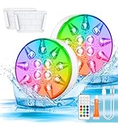 Pool Lights with Remote, Waterproof Underwater Rechargeable Submersible LED Lights for Above Grou...