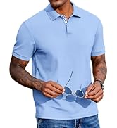 COOFANDY Men's Polo Shirts Short Sleeve Cotton Pique Casual Button T Shirts Classic Fit Collared ...