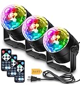 Apeocose [3 Pack] Disco Ball DJ Party Lights Sound Activated with Remote Control, 12 Modes Strobe...