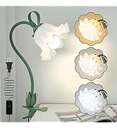 DSYHYL Clip on Light Flower Desk Lamp, LED Reading Light 3 Color Modes Eye-Caring Book Light Flex...