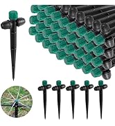 Anti-Drop Drip Irrigation Emitters for 1/4" Irrigation Tubing,Double Hole Design Adjustable 360 D...