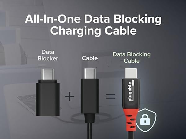 Data blocker plus cable equals data blocking USB C power cable