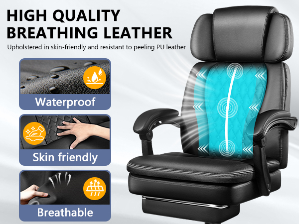 Executive Big and Tall Office Chair with Foot Rest Computer Office Chair with Adjustable Headres