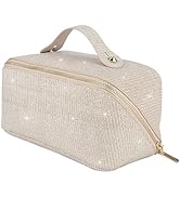 KEYPOWER Large Capacity Glitter Sequin Cosmetic Bag Travel Makeup Bag Sparkly and Shiny Portable ...