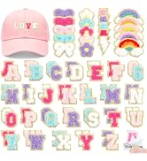 72PCS Mini Chenille Letters Patches Self Adhesive with Pattern Patches | 1 Inch Stick on Varsity ...