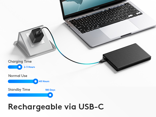 Rechargeable via USB-C