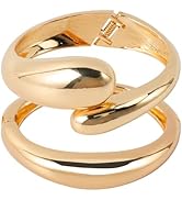 2 Pcs Chunky Gold Bangles Bracelets for Women, Big Gold Arm Cuff Statement Bracelets Stack Body J...