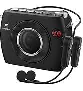 W WINBRIDGE 25W Bluetooth Voice Amplifier with Two Wireless Headset Microphones, High Capacity 80...