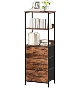Somdot 5 Tier Bookshelf with Drawer, Tall Bookcase with Shelves, Bookshelf Desktop Organizer, Dis...