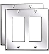 [2 Pack] BESTTEN 2-Gang Bright Polished Stainless Steel Decorator Wall Plate, Solid Standard Size...