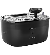 Stouchi Cat Water Fountain 85oz/2.5L, Stainless Steel Pet Water Fountain for Cats Dogs Inside wit...