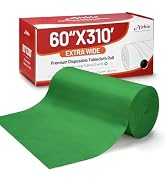 Plastic Table Cloth, Extra Wide 60 In X 310 Ft Green Plastic Tablecloth Roll with Any Cut Sliding...