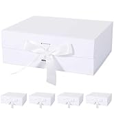 LFBOX White Gift Box with Ribbon Magnetic Lids 10.2x9x3.74 in, Bridesmaid Groomsman Proposal Boxe...