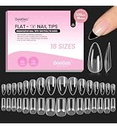 Beetles Gel Nail Tips Flat-X - Almond Square Medium, 320pcs 16 Sizes, Pre-Etched Half Matte Full ...