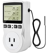 Diymore 1800W Plug in Thermostat Temperature Controller Electric Digital RV Thermostats Heating C...