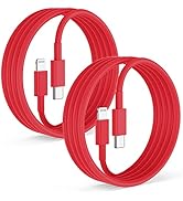 2Pack Red Fast Charger Cable 6ft [Apple MFi Certified], USB Type C to Lightning Cable 6 Foot Appl...