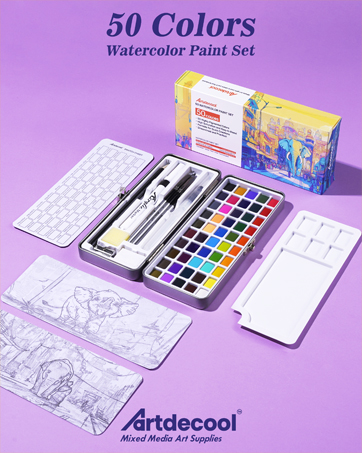 artdecool watercolor paint set