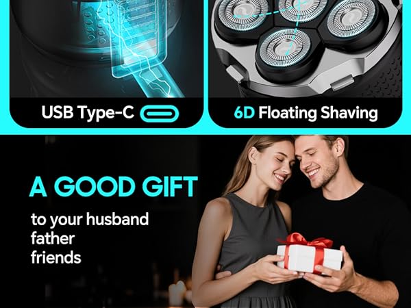 6d Electric Razor for Men Head Shaver for Bald Men