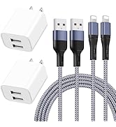 GGFim for iPhone Charger 10FT, 2Pack Long Lighting Cable Braided Fast Charge Cord and Dual Ports ...