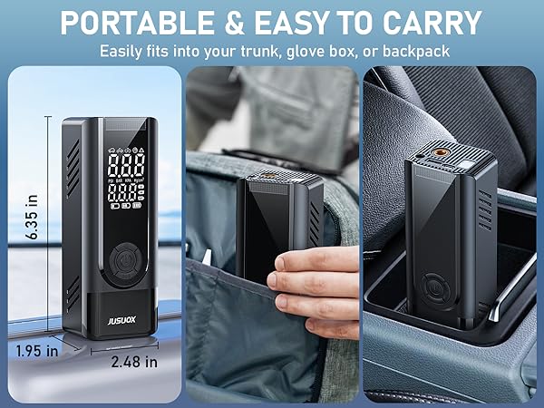 Portable and Easy to Carry Compact Tire Pump Design for Convenient Car Trunk Storage and Travel