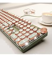 Wired Typewriter Mechanical Keyboard, Retro Punk Keyboard with Media Knob | White Backlit, Metal ...