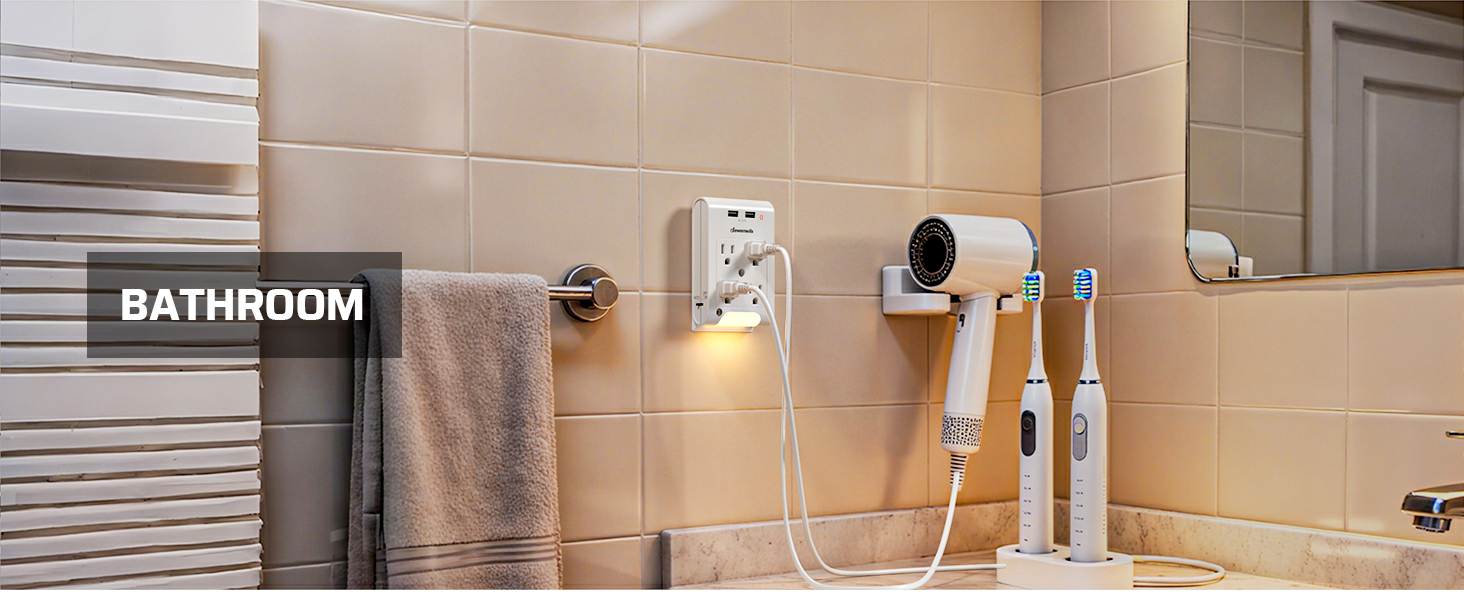 DEWENWILS Wall Outlet Adapter for Bathroom