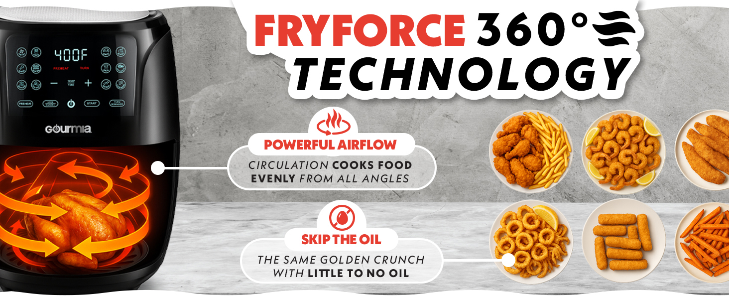 Gourmia GAF486 air fryer with FryForce 360° technology for healthier frying
