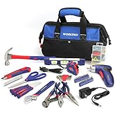 WORKPRO 125-Piece Household Tool Kit – 3.6V Rechargeable Screwdriver &amp; Home Repair Basic Tool Set...
