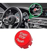 Jaronx Sports Red Start Stop Engine Switch Button Compatible with BMW,Power Ignition Start Stop B...