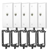 5 Pack Ethernet Wall Plate RJ45 Cat6 Keystone Jack Network Outlet White 1 Port 2 Inline Coupler