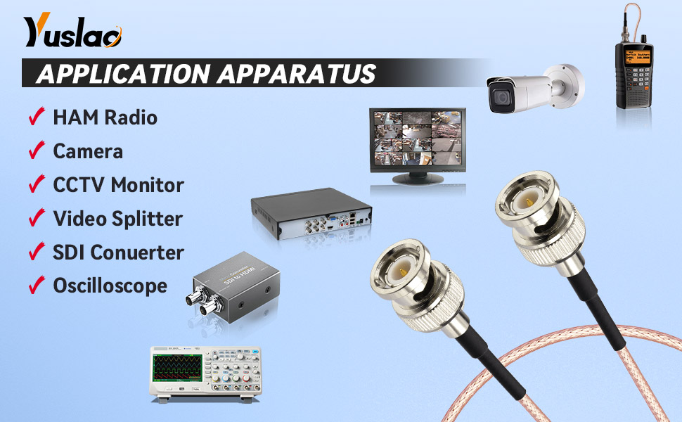 Low Loss BNC Male to BNC Male RG316 Coax Cable for Radio Scanner