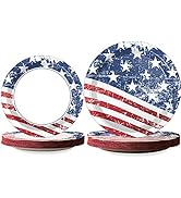 48pcs Patriotic Party Paper Plates American Flag Dessert Plate Set Disposable 4th of July Tablewa...